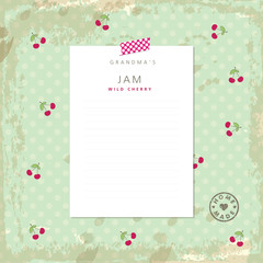 Jam recipe template. Design element.