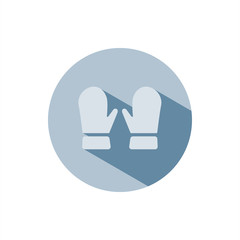 Mittens icon with shadow on blue circle