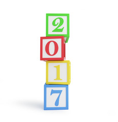 alphabet box 2017 new year's. 3d Illustrations on a white background