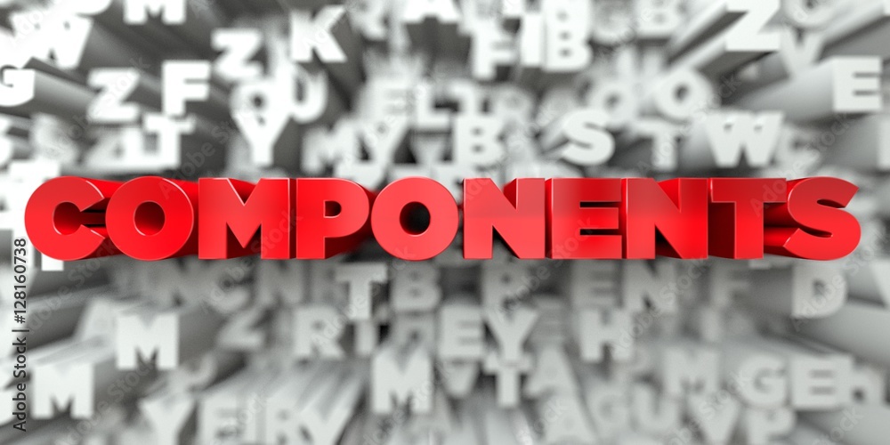 Fototapete components - red text on typography background - 3d rendered royalty free stock image. this image ca