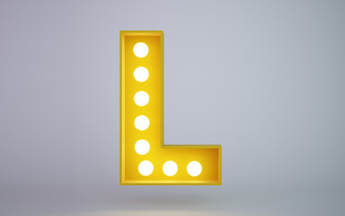 3d rendering yellow illustration bulb type face l