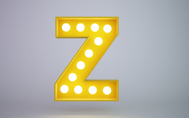 3d rendering illustration yellow bulb type face z