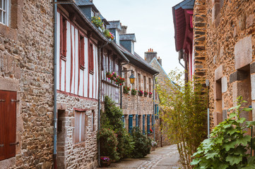 Fototapeta na wymiar street old Breton town Treguier, France