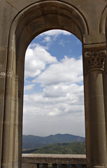 The view from arch in Monterrat monestry, Spain