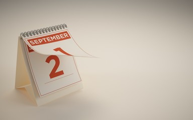 3d rendering calendar september day