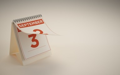 3d rendering calendar september day