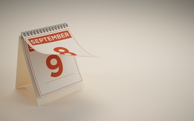 3d rendering calendar september day