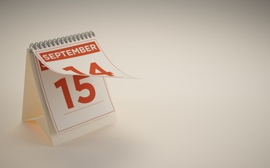 3d rendering calendar september day
