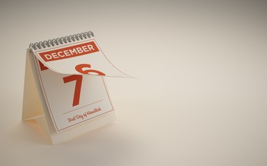 3d Rendering calendar illustration day december 7