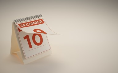 Fototapeta na wymiar 3d Rendering calendar illustration day december 10