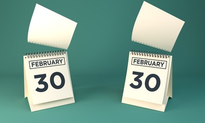 3d rendering Calendar february 30
