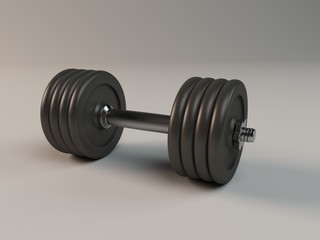 Metal dumbbell.Isolated on white background.3D rendering illustration.