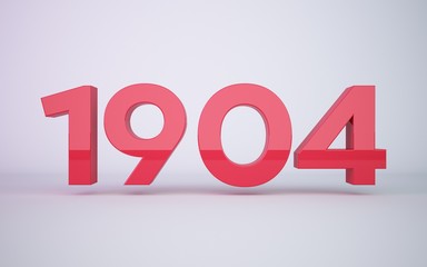 3d rendering year 1904  on clean white background