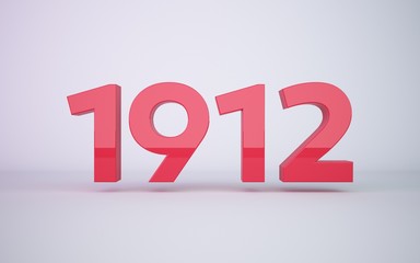 3d rendering year 1912  on clean white background