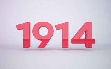 3d rendering year 1914  on clean white background