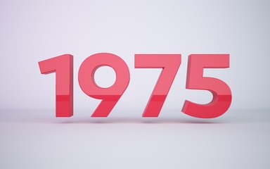 3d rendering red year 1975 on white background