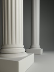 3d rendering illustration white columns and clean white background