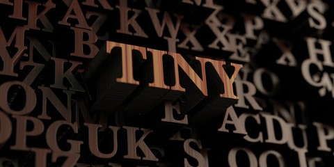 Tiny - Wooden 3D rendered letters/message.  Can be used for an online banner ad or a print postcard.