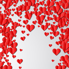 Valentines Day card with cut paper hearts