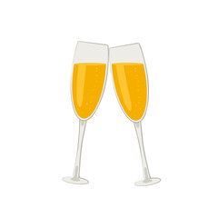 New year champagne glasses. Cartoon icon. Isolated object on white background. Vector illustration.

