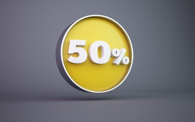 3d rendering yellow circle percent 