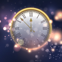 Naklejka na ściany i meble Happy New Year background with clock. Vector illustration