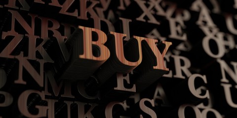 Buy - Wooden 3D rendered letters/message.  Can be used for an online banner ad or a print postcard.