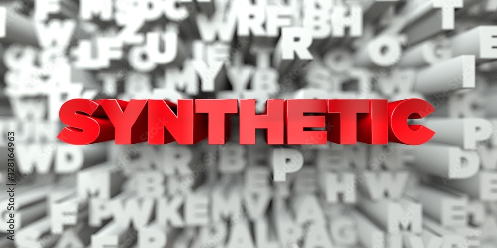 Fototapete synthetic - red text on typography background - 3d rendered royalty free stock image. this image can