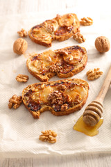 bread with cheese,walnut and honey