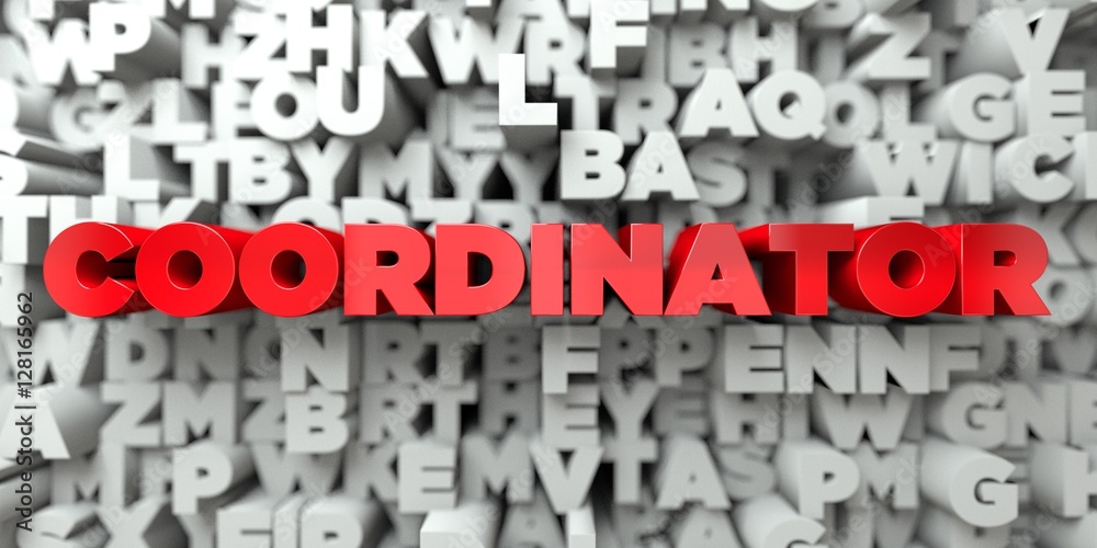 Fototapete coordinator - red text on typography background - 3d rendered royalty free stock image. this image c