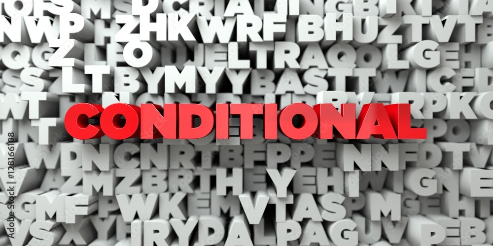 Fototapete conditional - red text on typography background - 3d rendered royalty free stock image. this image c