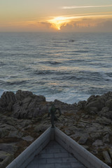 Obraz premium Coast of Punta Nariga lighthouse (Malpica, La Coruna - Spain).