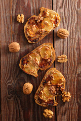 bread with cheese,walnut and honey