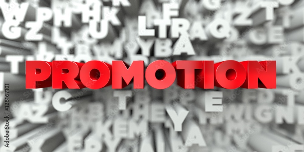 Fototapete promotion - red text on typography background - 3d rendered royalty free stock image. this image can