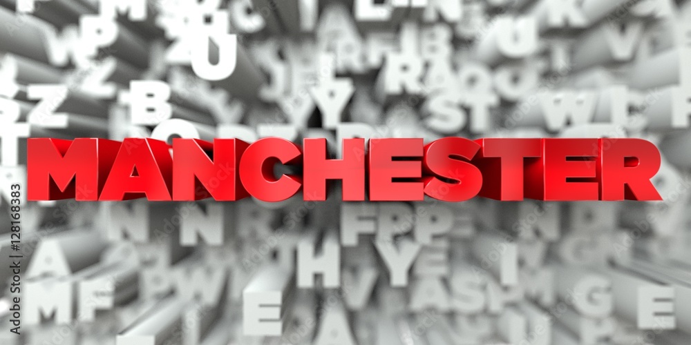 Fototapete manchester - red text on typography background - 3d rendered royalty free stock image. this image ca