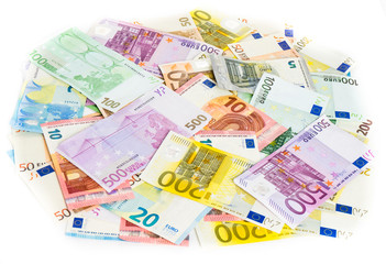 euro banknote money  finance concept cash on white background