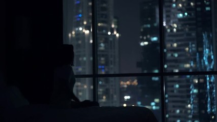 Young woman having difficulties with sleeping during night, 4K
