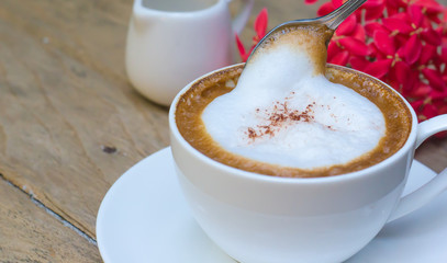 Barista making a cup of coffee