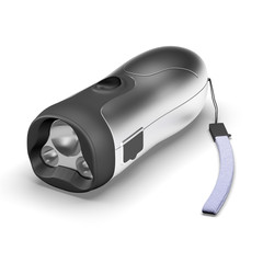 Portable flashlight on white 3d illustration render