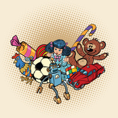 Rooster year, a set of retro toys