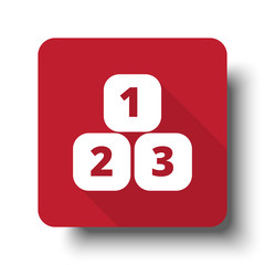 Flat 123 Blocks web icon on red button with drop shadow
