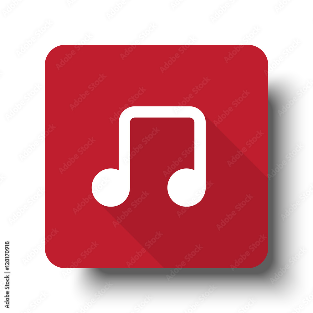 Wall mural flat notes web icon on red button with drop shadow