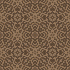 Brown Ornamental Seamless Line Pattern. Endless Texture. Oriental Geometric Ornament
