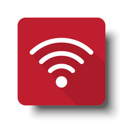 Flat Wireless web icon on red button with drop shadow