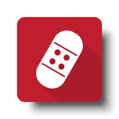 Flat Adhesive Bandage web icon on red button with drop shadow