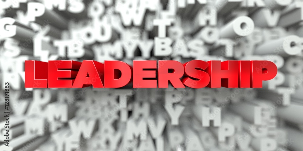 Fototapete leadership - red text on typography background - 3d rendered royalty free stock image. this image ca