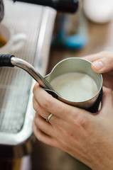 Barista making a cup of coffee