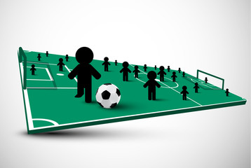 Abstract 3D Football Field. Team Sport with Players. Vector Soccer Symbol.