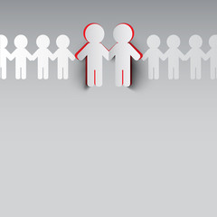 Paper Cut People. Vector Men Symbols Holding Hands.
