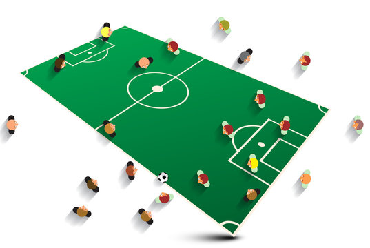 Abstract Soccer Field with Players. Football Team Vector Illustration.